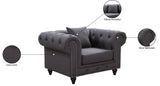 Chesterfield Elegant Contemporary Chair with Plush Foam Seat, Nailhead Design & Matching Pillows