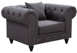 Chesterfield Elegant Contemporary Chair with Plush Foam Seat, Nailhead Design & Matching Pillows