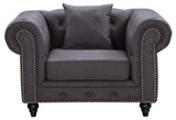 Chesterfield Elegant Contemporary Chair with Plush Foam Seat, Nailhead Design & Matching Pillows