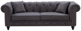 Chesterfield Elegant Contemporary Sofa with Plush Seating, Nailhead Design, and Throw Pillows Included