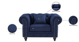 Chesterfield Elegant Contemporary Chair with Plush Foam Seat, Nailhead Design & Matching Pillows
