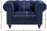 Chesterfield Elegant Contemporary Chair with Plush Foam Seat, Nailhead Design & Matching Pillows