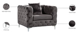 Scarlett Velvet Chair - Luxuriously Tufted Contemporary Seat with Chrome Legs for Elegant Living Spaces