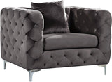 Scarlett Velvet Chair - Luxuriously Tufted Contemporary Seat with Chrome Legs for Elegant Living Spaces