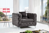 Scarlett Velvet Chair - Luxuriously Tufted Contemporary Seat with Chrome Legs for Elegant Living Spaces