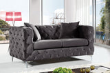 Scarlett Elegant Contemporary Loveseat with Deep Tufting and Chrome Legs for Modern Living Spaces