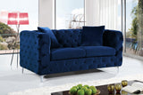 Scarlett Elegant Contemporary Loveseat with Deep Tufting and Chrome Legs for Modern Living Spaces