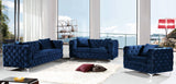 Scarlett Elegant Contemporary Loveseat with Deep Tufting and Chrome Legs for Modern Living Spaces
