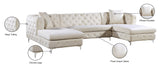 Gail Contemporary 3-Piece Sectional with Plush Deep Tufting, Double Chaise Design, and Pillows