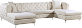 Gail Contemporary 3-Piece Sectional with Plush Deep Tufting, Double Chaise Design, and Pillows