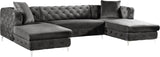 Gail Contemporary 3-Piece Sectional with Plush Deep Tufting, Double Chaise Design, and Pillows