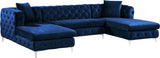 Gail Contemporary 3-Piece Sectional with Plush Deep Tufting, Double Chaise Design, and Pillows