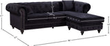 Sabrina Contemporary 2-Piece Reversible Sectional with Plush Upholstery and Chrome Nailheads