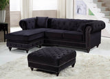 Sabrina Contemporary 2-Piece Reversible Sectional with Plush Upholstery and Chrome Nailheads