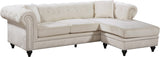 Sabrina Contemporary 2-Piece Reversible Sectional with Plush Upholstery and Chrome Nailheads