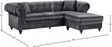 Sabrina Contemporary 2-Piece Reversible Sectional with Plush Upholstery and Chrome Nailheads