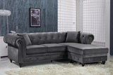 Sabrina Contemporary 2-Piece Reversible Sectional with Plush Upholstery and Chrome Nailheads
