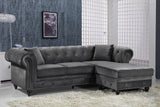 Sabrina Contemporary 2-Piece Reversible Sectional with Plush Upholstery and Chrome Nailheads