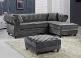 Sabrina Contemporary 2-Piece Reversible Sectional with Plush Upholstery and Chrome Nailheads