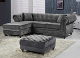 Sabrina Contemporary 2-Piece Reversible Sectional with Plush Upholstery and Chrome Nailheads