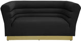 Bellini Contemporary Loveseat with Luxurious Velvet Upholstery and Elegant Gold Stainless Steel Base