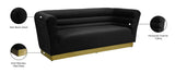Bellini Contemporary Sofa with Channel Tufting and Gold Stainless Steel Base for Modern Living Spaces