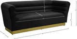 Bellini Contemporary Sofa with Channel Tufting and Gold Stainless Steel Base for Modern Living Spaces