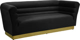 Bellini Contemporary Sofa with Channel Tufting and Gold Stainless Steel Base for Modern Living Spaces