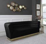 Bellini Contemporary Sofa with Channel Tufting and Gold Stainless Steel Base for Modern Living Spaces