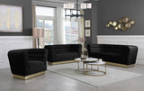 Bellini Contemporary Sofa with Channel Tufting and Gold Stainless Steel Base for Modern Living Spaces