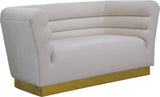 Bellini Contemporary Loveseat with Luxurious Velvet Upholstery and Elegant Gold Stainless Steel Base