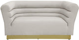 Bellini Contemporary Loveseat with Luxurious Velvet Upholstery and Elegant Gold Stainless Steel Base
