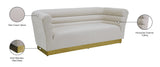 Bellini Contemporary Sofa with Channel Tufting and Gold Stainless Steel Base for Modern Living Spaces