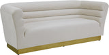 Bellini Contemporary Sofa with Channel Tufting and Gold Stainless Steel Base for Modern Living Spaces
