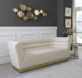 Bellini Contemporary Sofa with Channel Tufting and Gold Stainless Steel Base for Modern Living Spaces