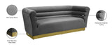 Bellini Contemporary Sofa with Channel Tufting and Gold Stainless Steel Base for Modern Living Spaces