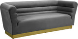 Bellini Contemporary Sofa with Channel Tufting and Gold Stainless Steel Base for Modern Living Spaces