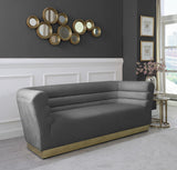Bellini Contemporary Sofa with Channel Tufting and Gold Stainless Steel Base for Modern Living Spaces