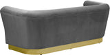 Bellini Contemporary Sofa with Channel Tufting and Gold Stainless Steel Base for Modern Living Spaces