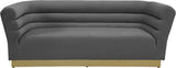 Bellini Contemporary Sofa with Channel Tufting and Gold Stainless Steel Base for Modern Living Spaces