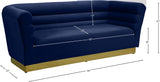 Bellini Contemporary Sofa with Channel Tufting and Gold Stainless Steel Base for Modern Living Spaces