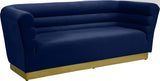 Bellini Contemporary Sofa with Channel Tufting and Gold Stainless Steel Base for Modern Living Spaces