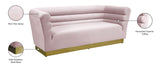 Bellini Contemporary Sofa with Channel Tufting and Gold Stainless Steel Base for Modern Living Spaces