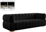 Gwen Velvet Sofa - Luxurious Comfort with Deep Biscuit Tufting & Custom Gold or Chrome Legs