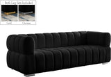 Gwen Velvet Sofa - Luxurious Comfort with Deep Biscuit Tufting & Custom Gold or Chrome Legs
