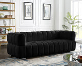 Gwen Velvet Sofa - Luxurious Comfort with Deep Biscuit Tufting & Custom Gold or Chrome Legs