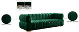 Gwen Velvet Sofa - Luxurious Comfort with Deep Biscuit Tufting & Custom Gold or Chrome Legs