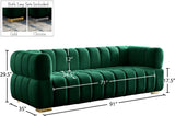 Gwen Velvet Sofa - Luxurious Comfort with Deep Biscuit Tufting & Custom Gold or Chrome Legs