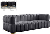 Gwen Velvet Sofa - Luxurious Comfort with Deep Biscuit Tufting & Custom Gold or Chrome Legs