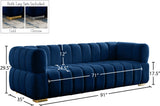 Gwen Velvet Sofa - Luxurious Comfort with Deep Biscuit Tufting & Custom Gold or Chrome Legs